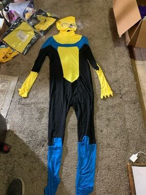 Adults Invincible Mark Grayson Yellow & Blue Superhero Costume Bodysuit